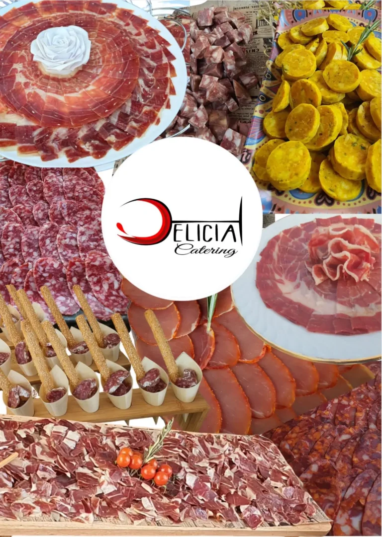 Plato principal con langostinos rebozados, ensalada y salsas decorativas